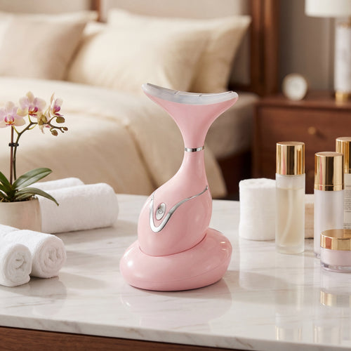 Revitalize Your Skin with the Iris Neck Face Massager - The Ultimate Pro Sculpting Tool for Glowing Radiance and Enhanced Absorption (Pink)